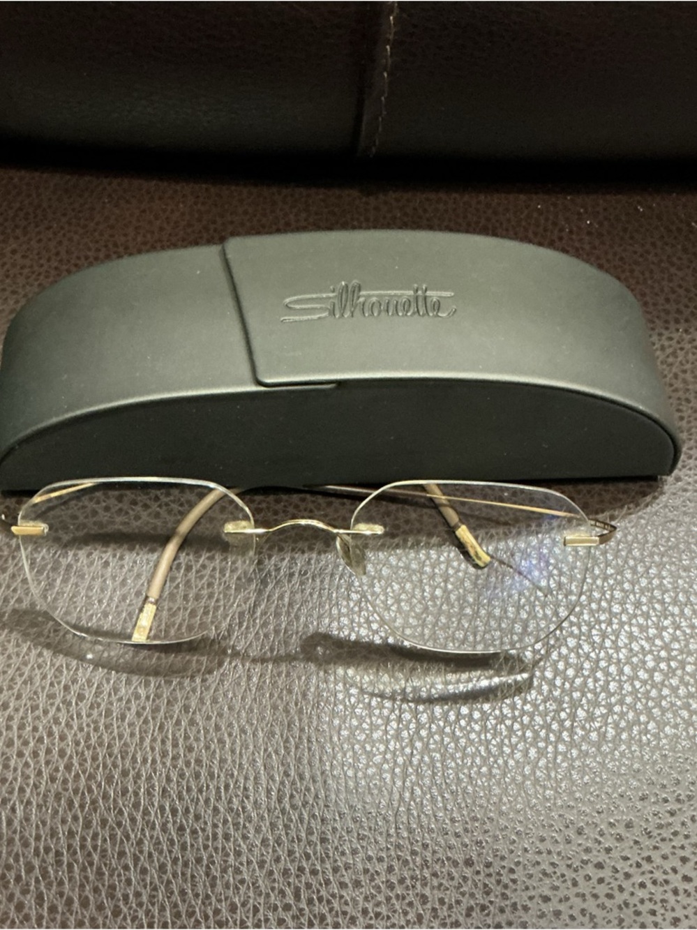 Silhouette 7581 Titanium Gold/Brown Rimless Eyeglasses Frames